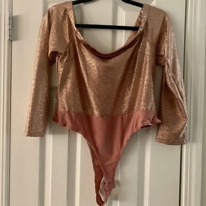 Forever 21 Champagne/Pink Thong Bodysuit